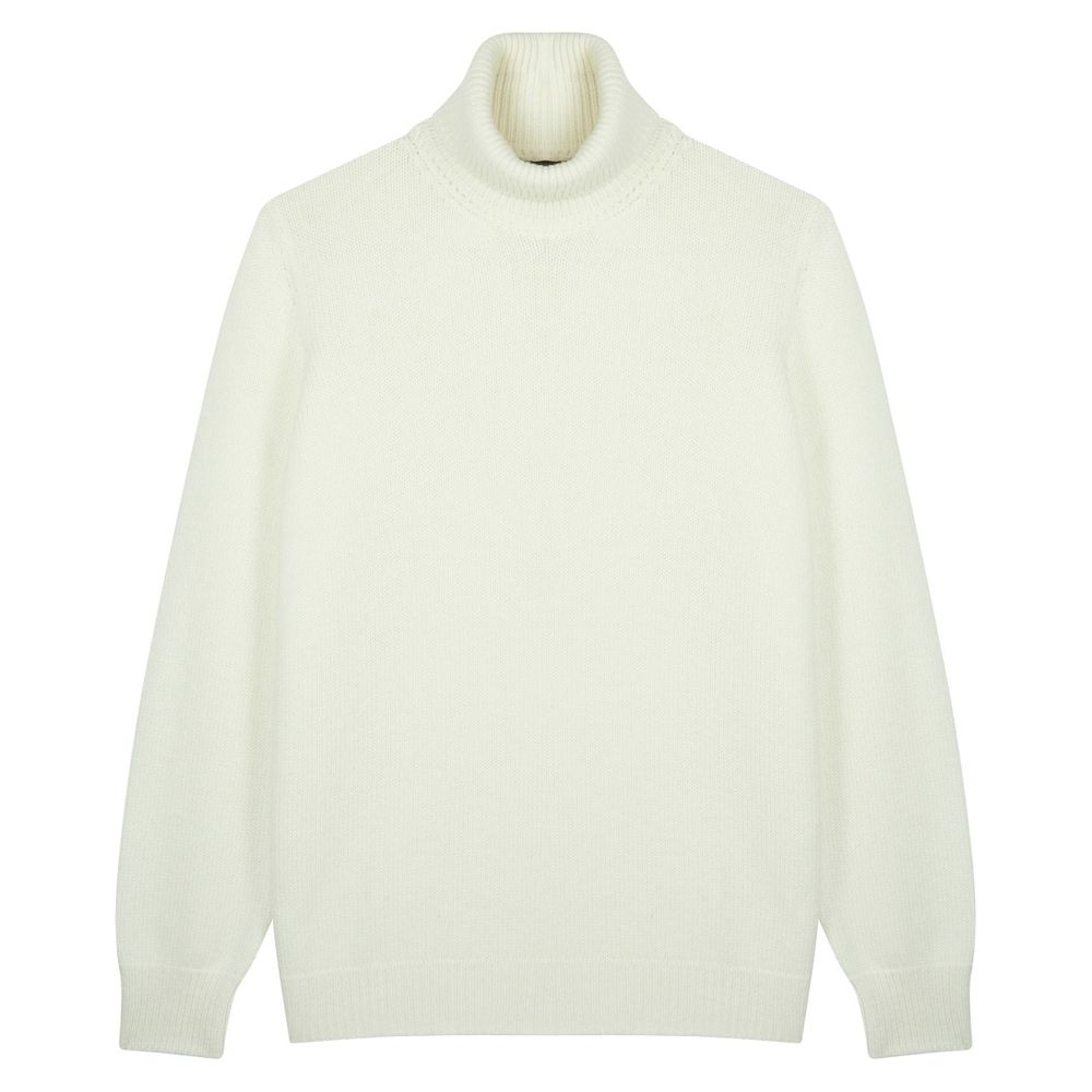 Pull col roulé en cachemire blanc cassé