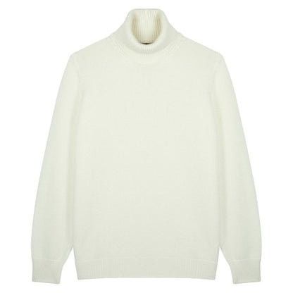 Pull col roulé en cachemire blanc cassé