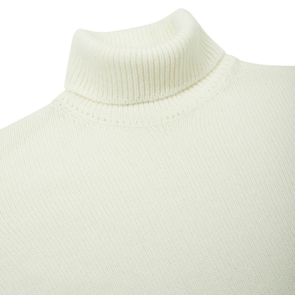 Pull col roulé en cachemire blanc cassé