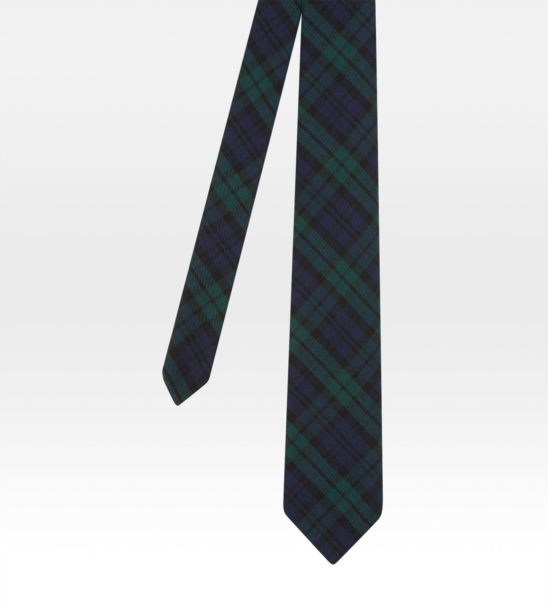 Cravate en laine bleu &amp; vert à carreaux