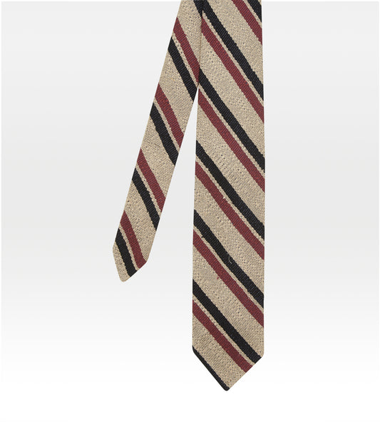 Cravate rayée beige, rouge et noire