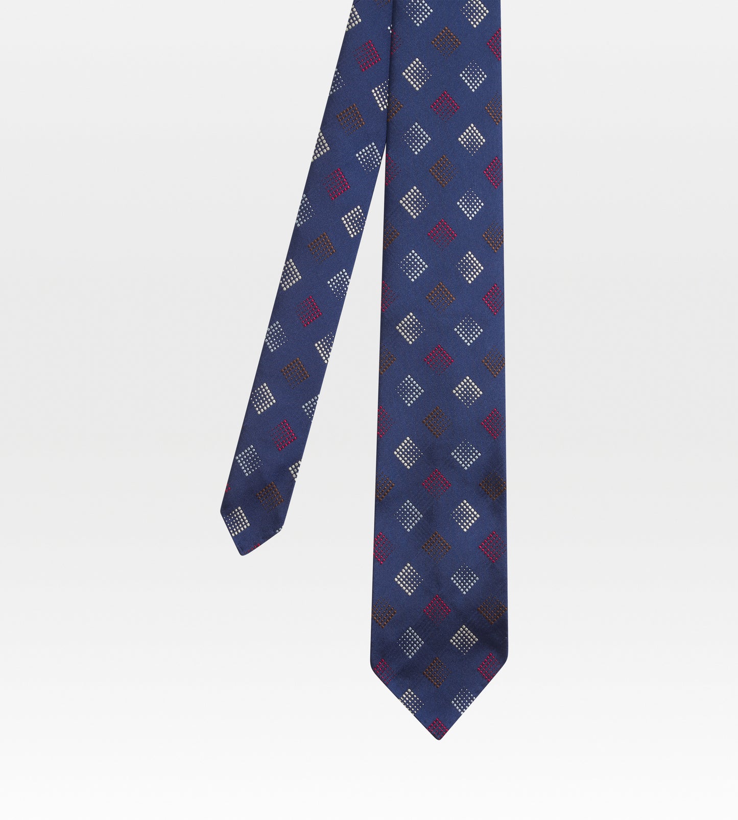 Cravate en soie bleu à carreaux