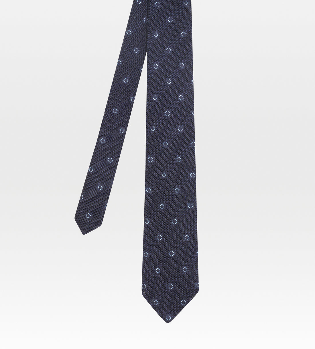 Cravates en soie bleu marine à ronds