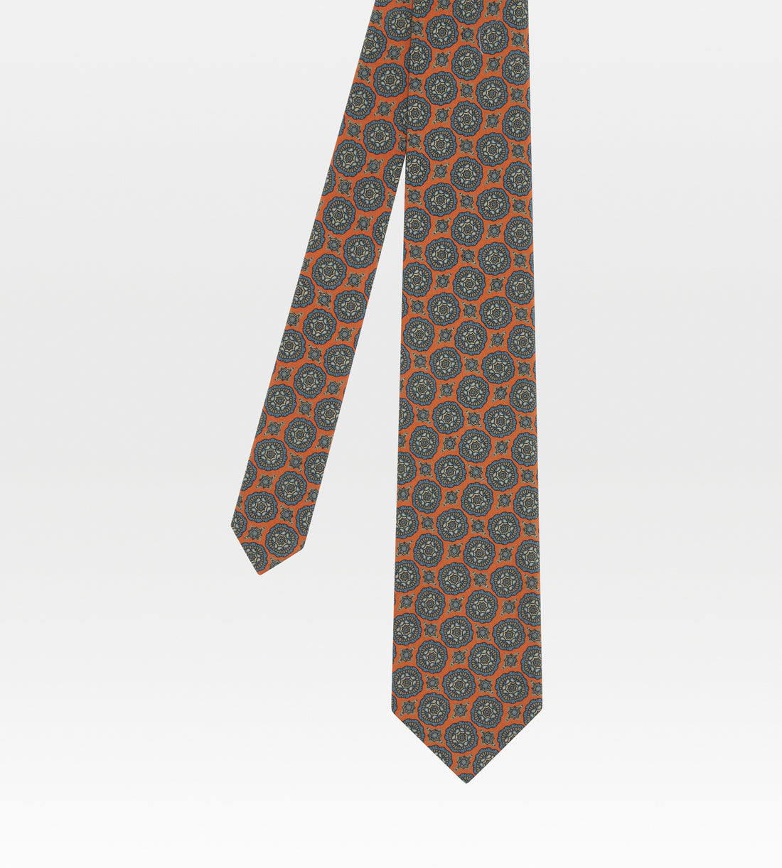 Cravate en soie orange à motifs