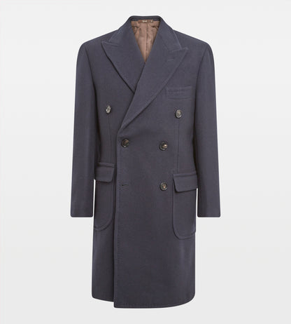 Navy blue wool double-breasted coat