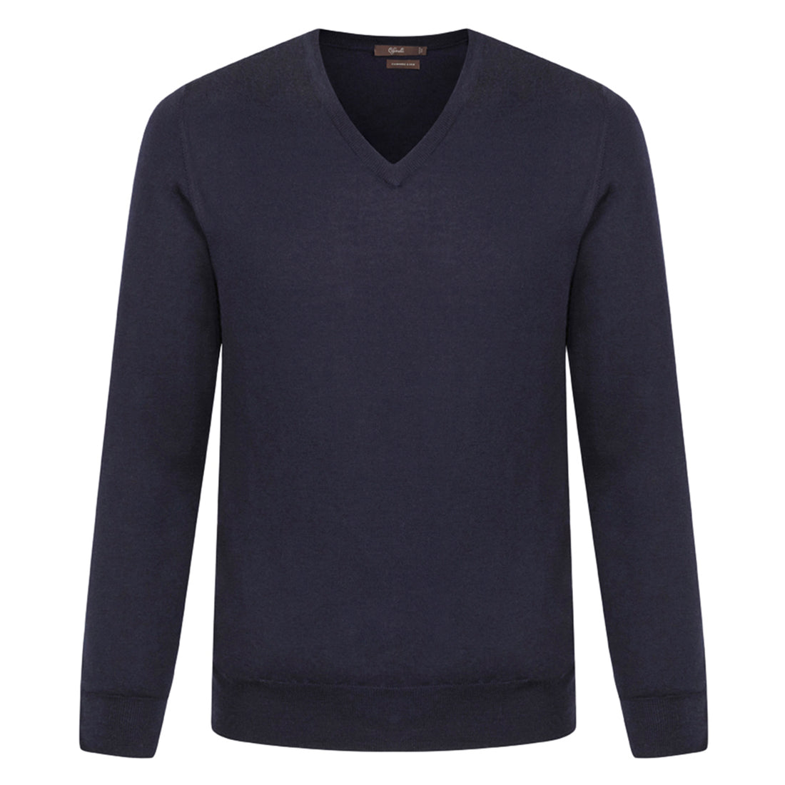 Pull col V en cachemire & soie bleu marine