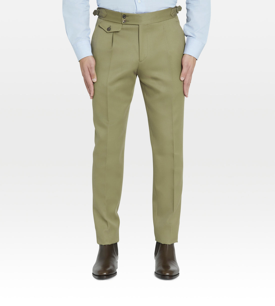 Pantalon en laine kaki