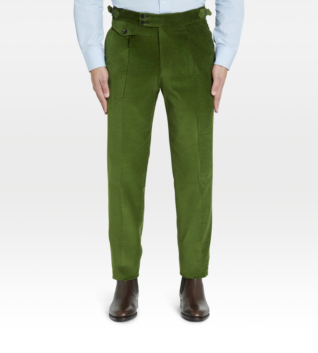 Pantalon en velours côtelé vert