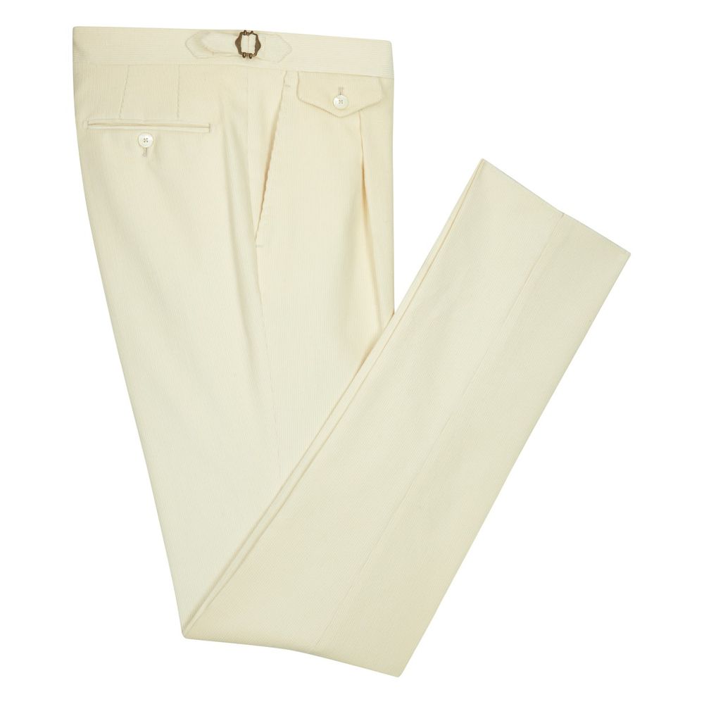 Pantalon en velours côtelé crème