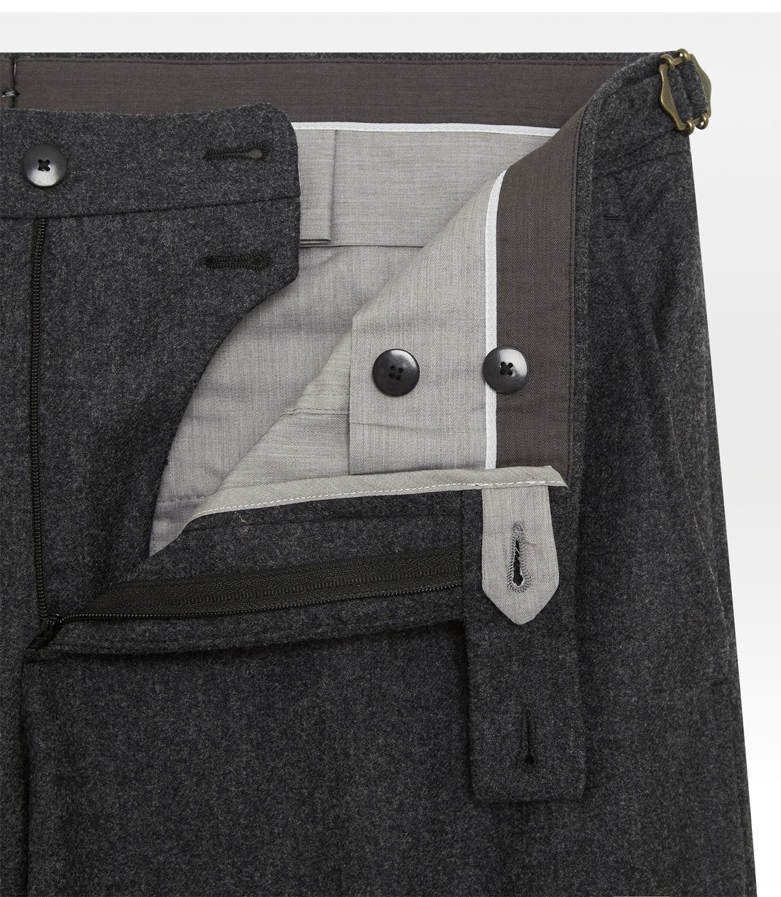 Pantalon en flanelle de laine gris foncé