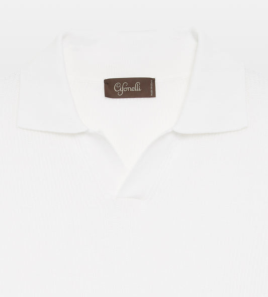 Polo en coton blanc tricoté