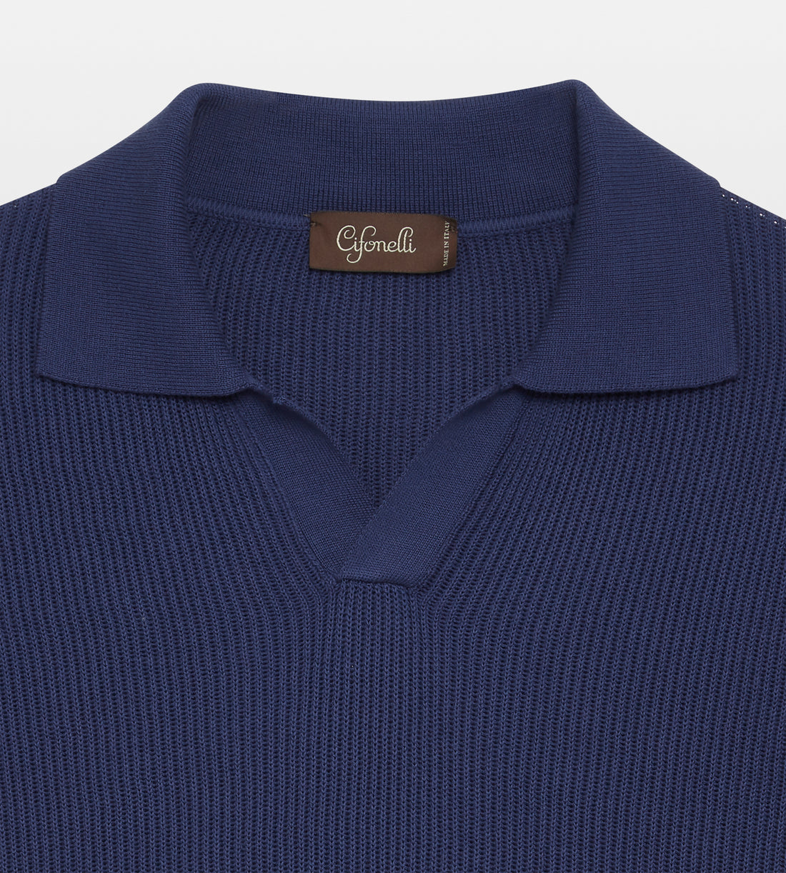 Polo en coton bleu marine tricoté