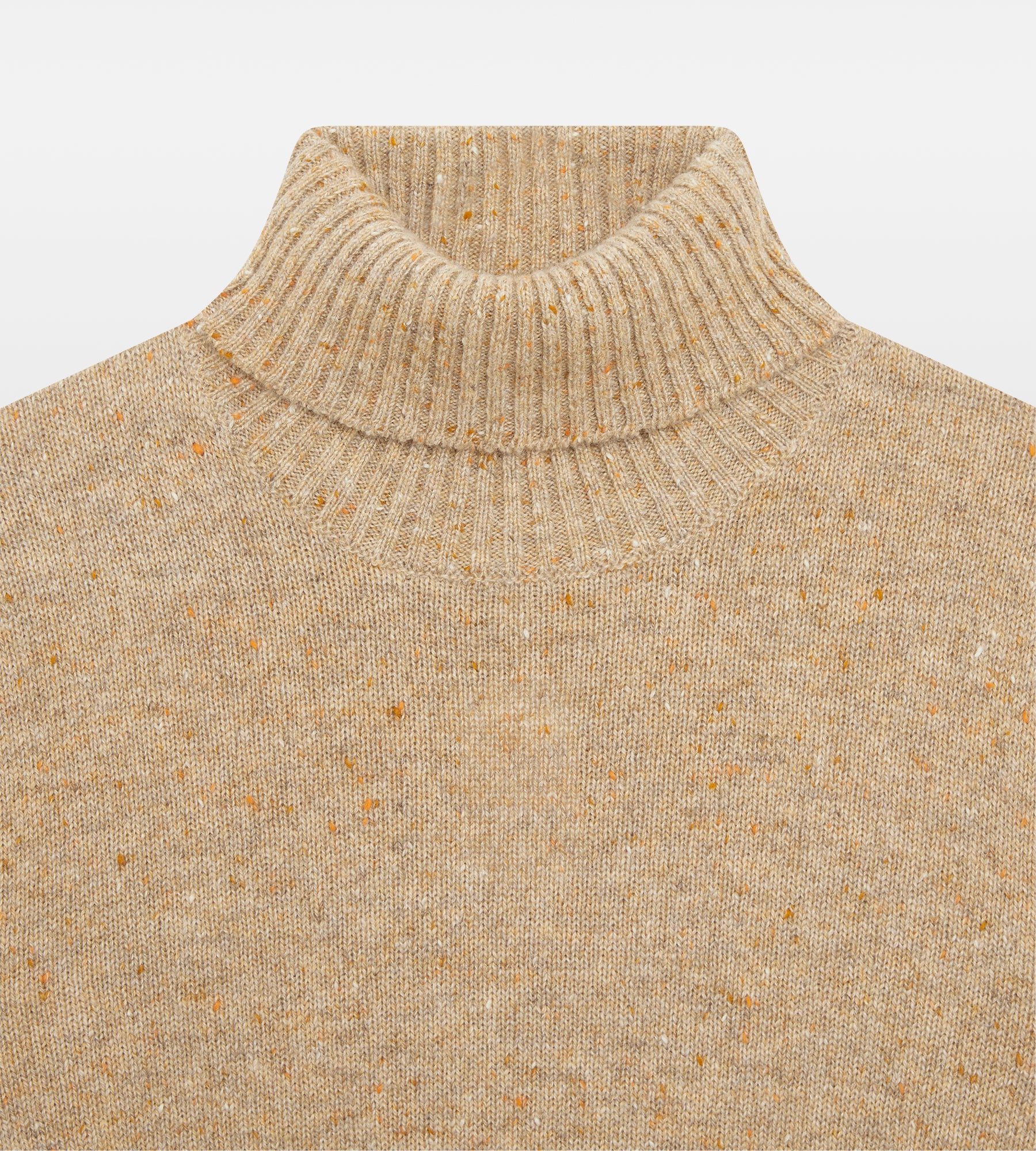 Pull col roulé en cachemire beige