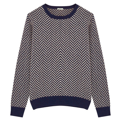 Pull en laine zig zag bleu