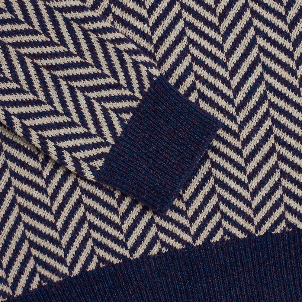 Pull en laine zig zag bleu