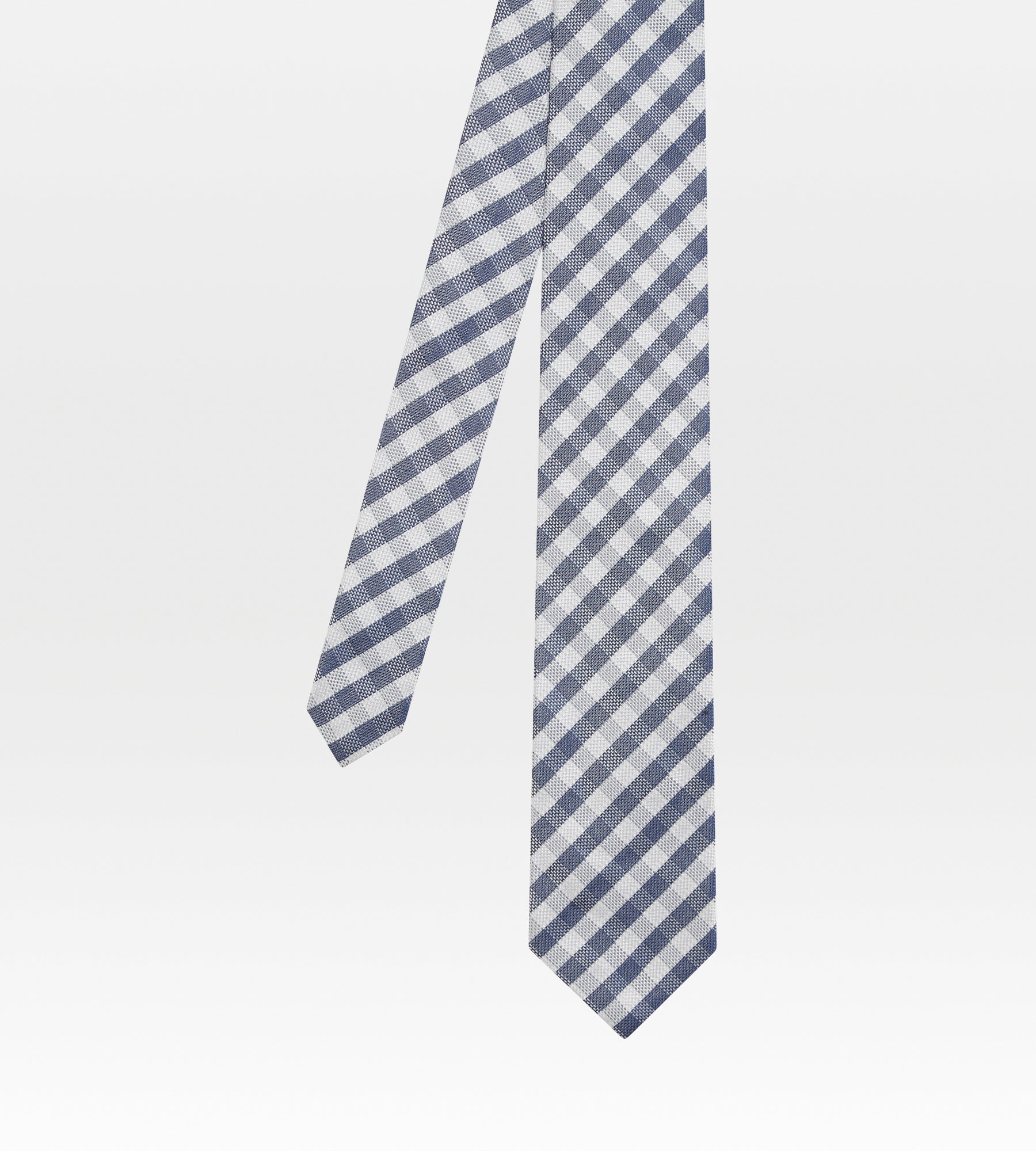 Cravate en soie bleu et blanc