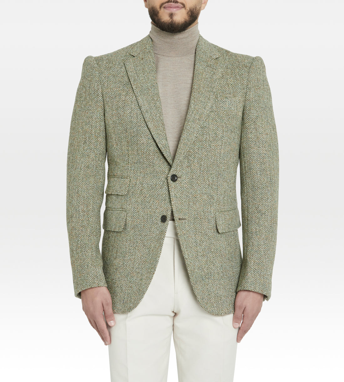 Veste verte à motif chevrons Harris Tweed