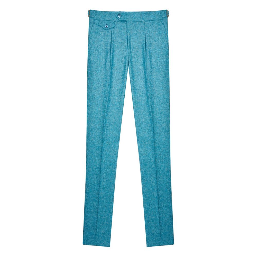 Pantalon en laine chambray bleu