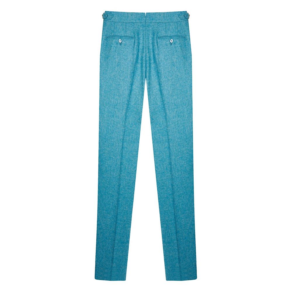 Pantalon en laine chambray bleu