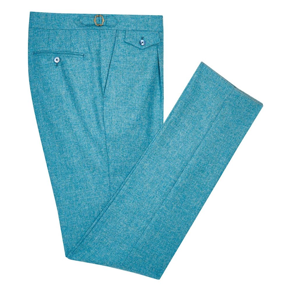 Pantalon en laine chambray bleu